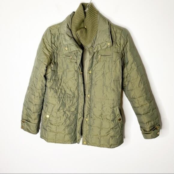Talbots Petites Down Filled Olive Green Puffer Chore Coat Sz SP Outdoors Winter - Picture 1 of 7